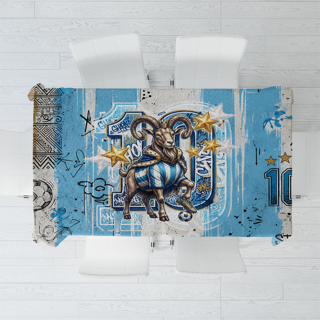 El Diez Argentina GOAT 10 Football Tablecloth Goat Mascot King Crown Graffiti Art