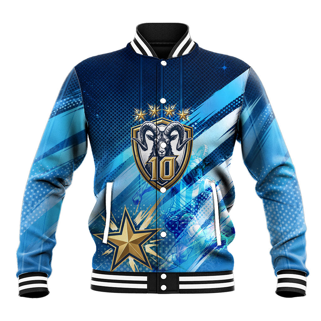 Argentina Football GOAT 10 Pride Baseball Jacket Power of the King - 4 Star Champions Mascot