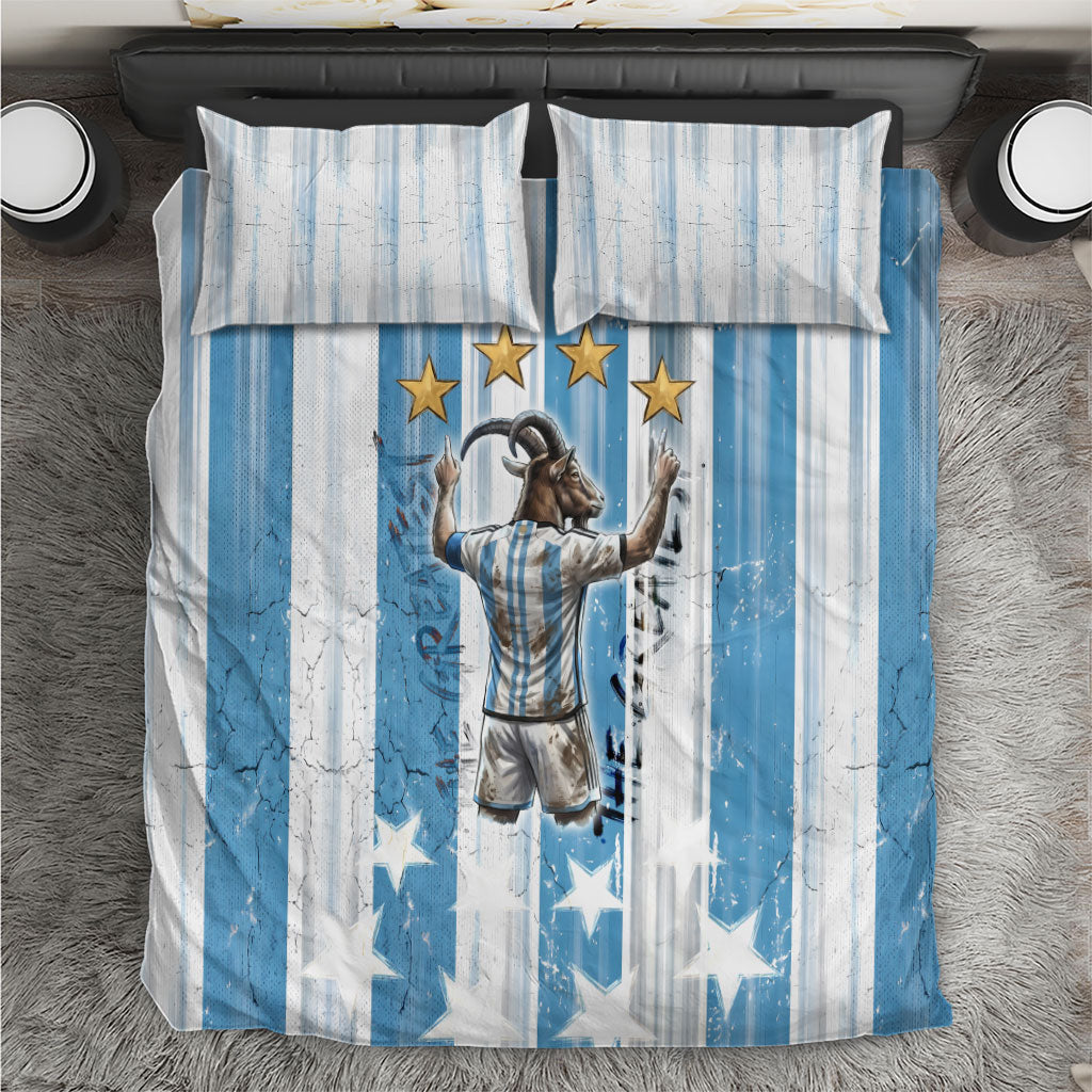 Argentina Football GOAT Bedding Set Four Times World Champions