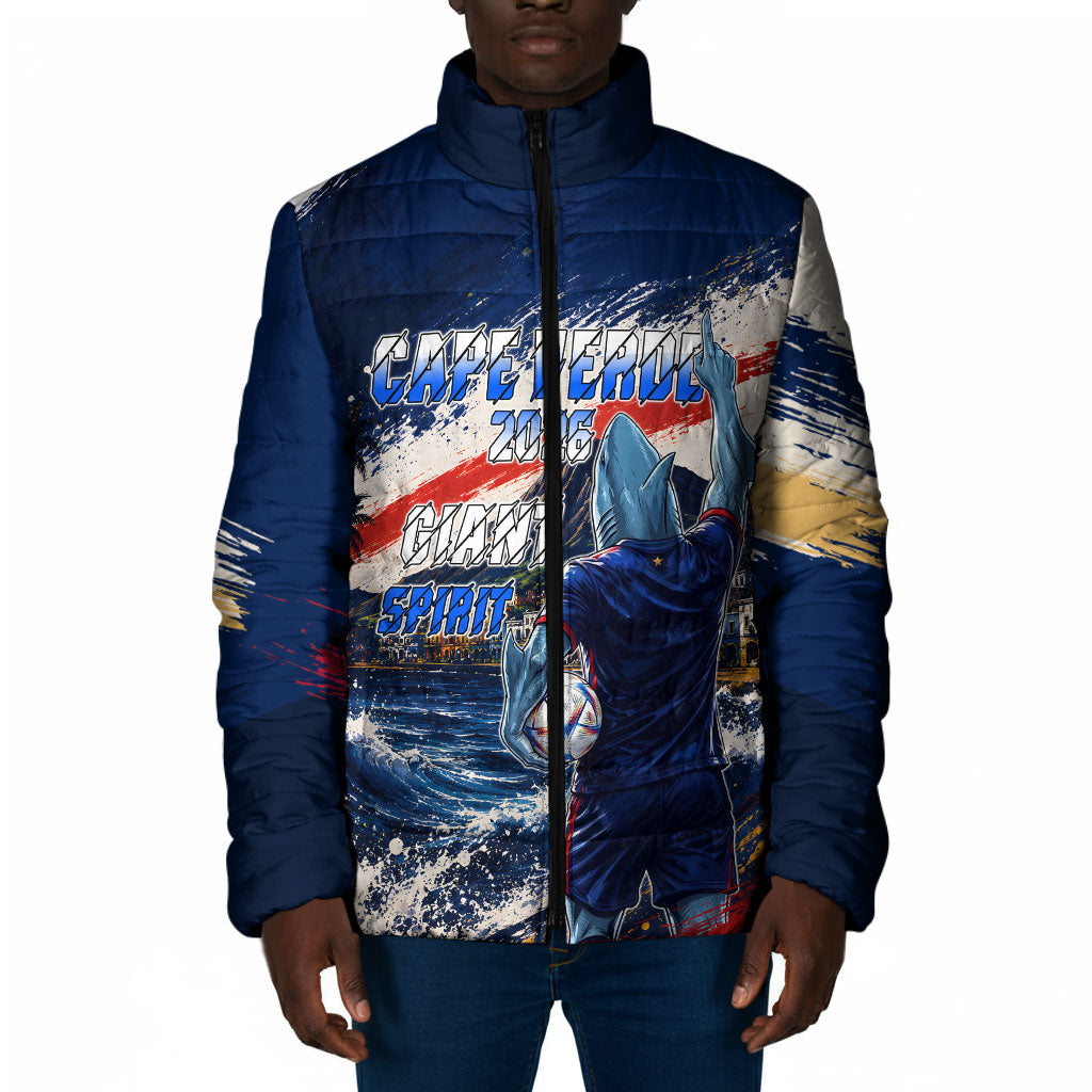 Personalized Cape Verde Blue Sharks Padded Jacket Giant Spirit African Football 2026 Mascot