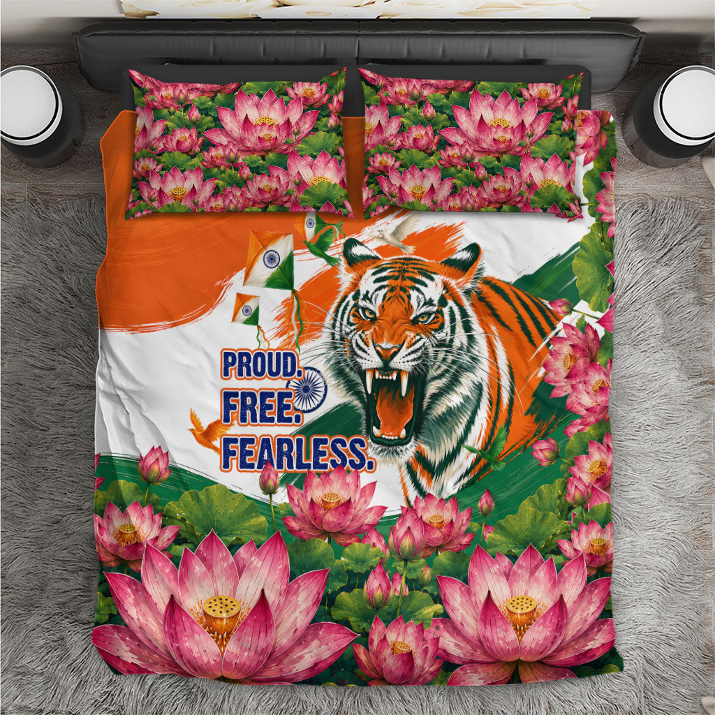 India Proud Free Fearless Bedding Set Bengal Tiger Military Soldier Jets Art