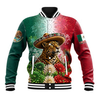 Viva Mexico Independence Day Baseball Jacket Sombrero Jaguar Mayan Pyramid Fireworks