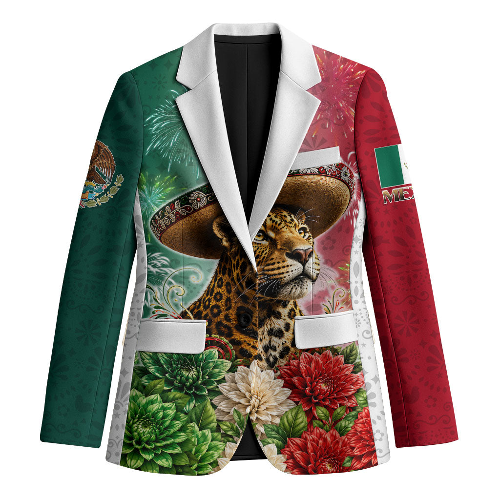 Viva Mexico Independence Day Blazer Sombrero Jaguar Mayan Pyramid Fireworks