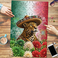 Viva Mexico Independence Day Puzzle Sombrero Jaguar Mayan Pyramid Fireworks