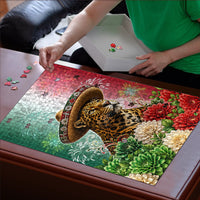 Viva Mexico Independence Day Puzzle Sombrero Jaguar Mayan Pyramid Fireworks