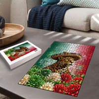 Viva Mexico Independence Day Puzzle Sombrero Jaguar Mayan Pyramid Fireworks