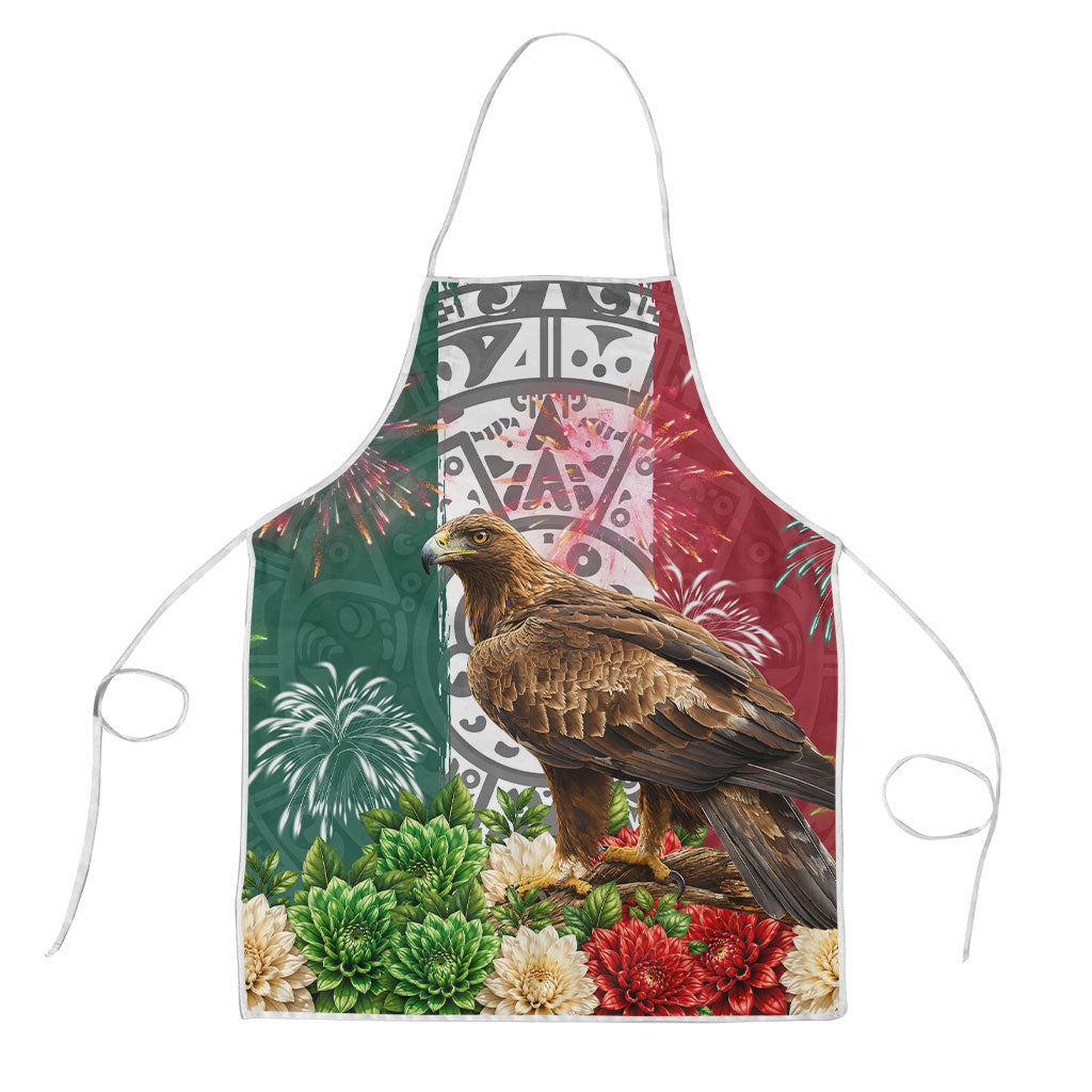 Viva Mexico Independence Day Apron Golden Eagle Angel Aztec Pattern