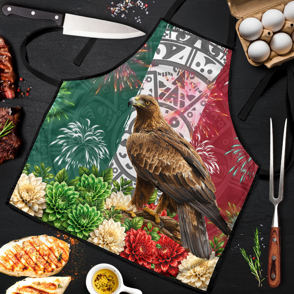Viva Mexico Independence Day Apron Golden Eagle Angel Aztec Pattern