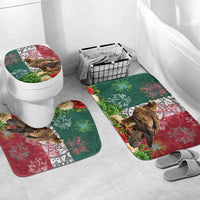 Viva Mexico Independence Day Bathroom Set Golden Eagle Angel Aztec Pattern