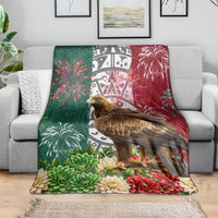 Viva Mexico Independence Day Blanket Golden Eagle Angel Aztec Pattern