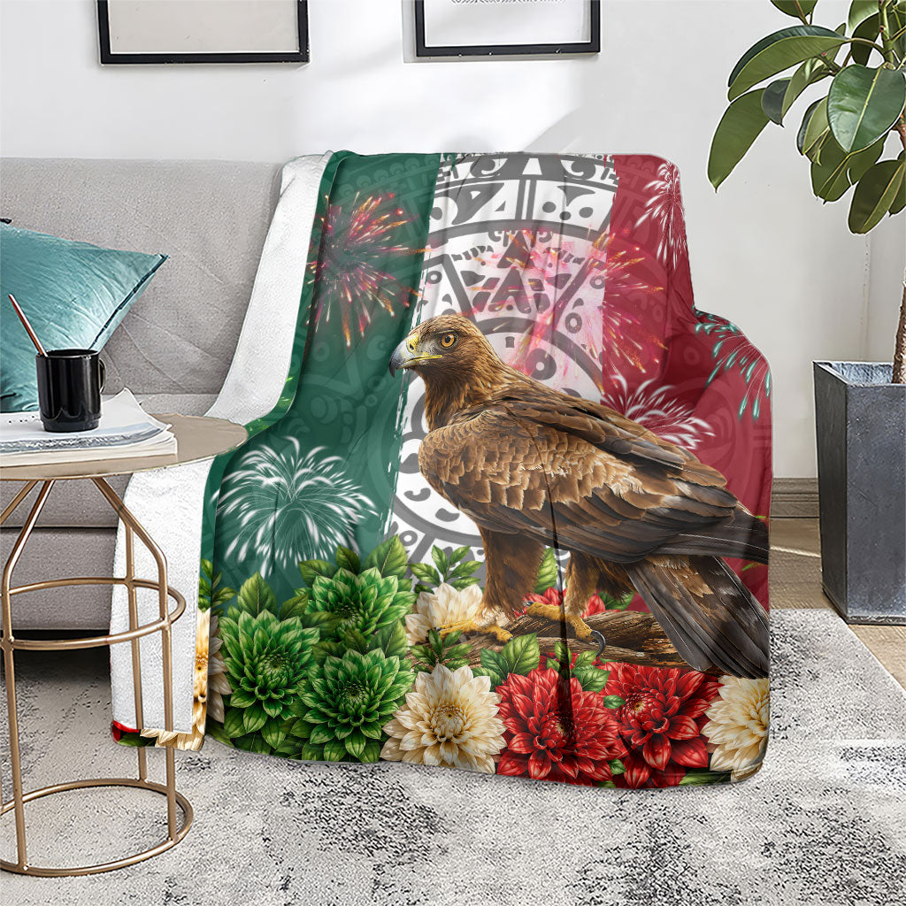 Viva Mexico Independence Day Blanket Golden Eagle Angel Aztec Pattern