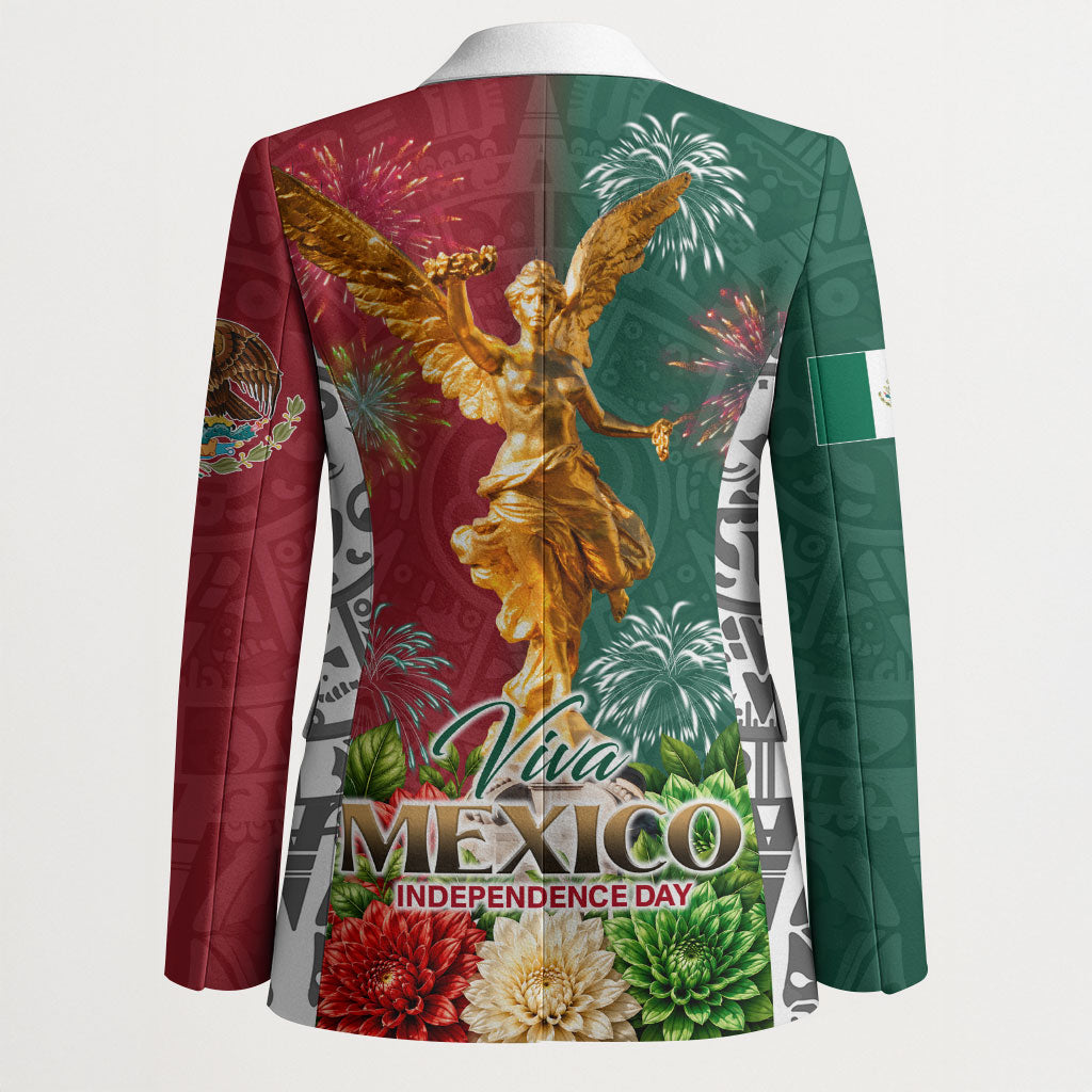 Viva Mexico Independence Day Blazer Golden Eagle Angel Aztec Pattern