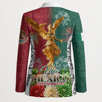 Viva Mexico Independence Day Blazer Golden Eagle Angel Aztec Pattern
