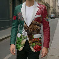 Viva Mexico Independence Day Blazer Golden Eagle Angel Aztec Pattern