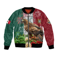 Viva Mexico Independence Day Bomber Jacket Golden Eagle Angel Aztec Pattern