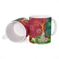 Viva Mexico Independence Day Ceramic Mug Golden Eagle Angel Aztec Pattern