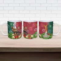 Viva Mexico Independence Day Ceramic Mug Golden Eagle Angel Aztec Pattern