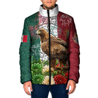 Viva Mexico Independence Day Padded Jacket Golden Eagle Angel Aztec Pattern