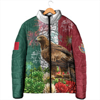 Viva Mexico Independence Day Padded Jacket Golden Eagle Angel Aztec Pattern