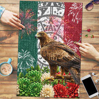 Viva Mexico Independence Day Puzzle Golden Eagle Angel Aztec Pattern