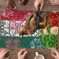Viva Mexico Independence Day Puzzle Golden Eagle Angel Aztec Pattern