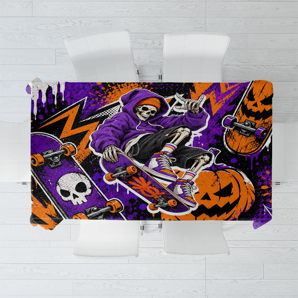 Halloween Skeleton Skateboarder Tablecloth Graffiti Ghost Pumpkin Streetwear Graphic