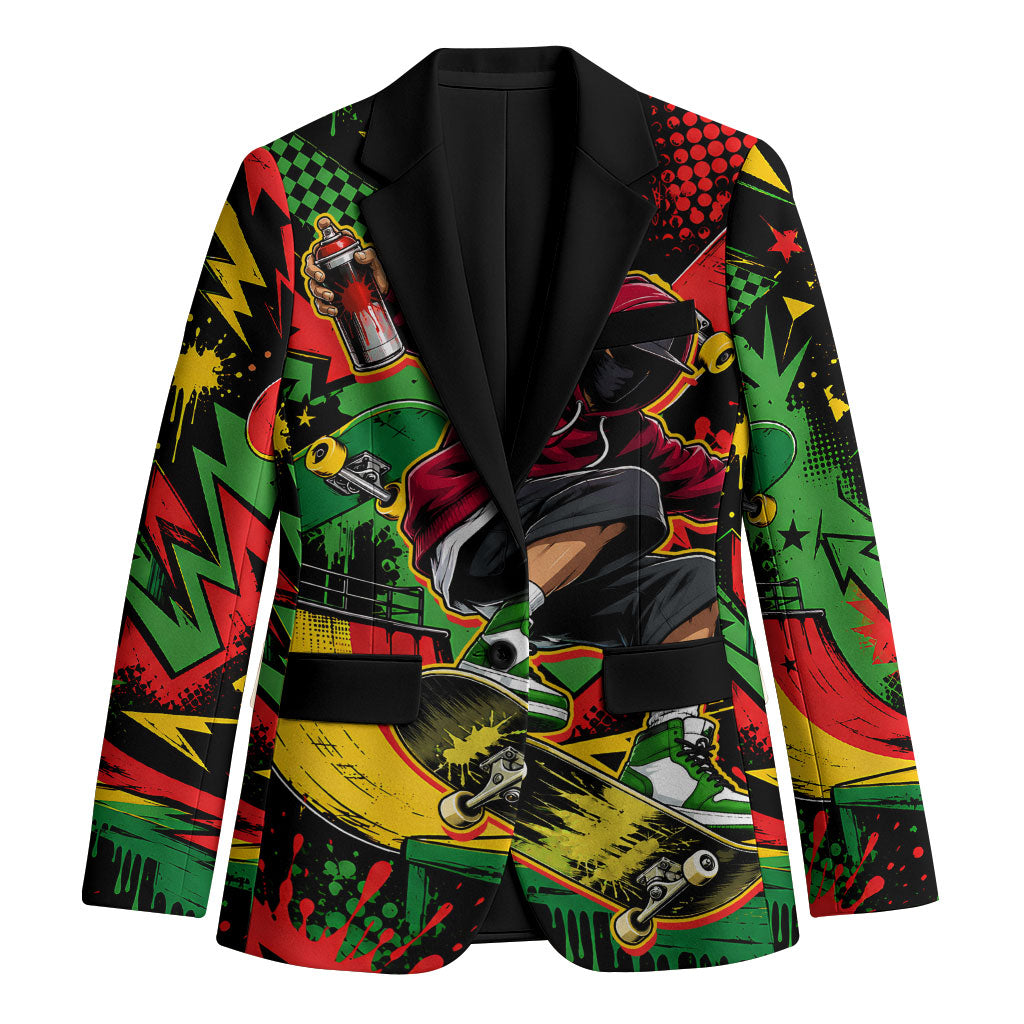 Skateboarder Spray Painter Blazer Rasta Colors Graffiti Streetwear Pop Art Graphic