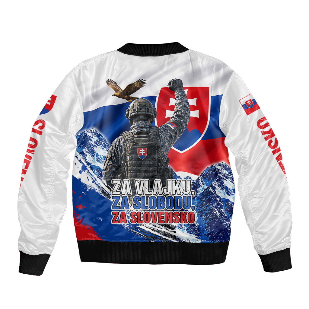 Slovakia Military Freedom Bomber Jacket Fighter Jets Soldier Eagle Mountain