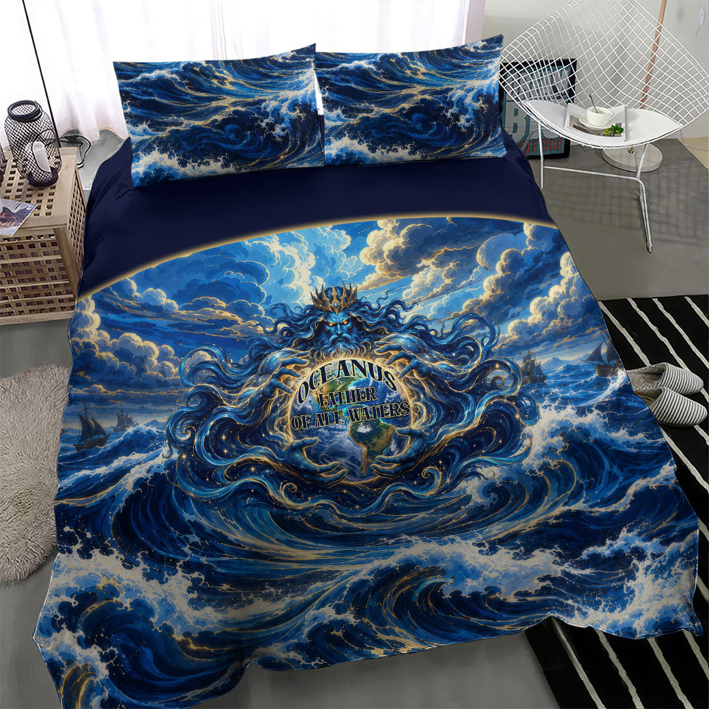 Oceanus Father Of All Waters The Titan Lord Bedding Set Ancient Greek Mythology Titan Sea God Art