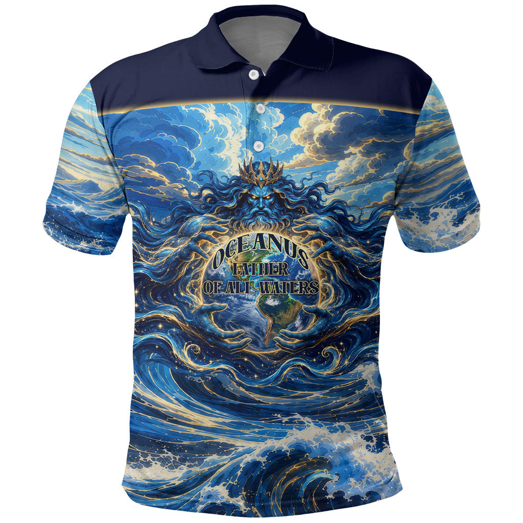 Oceanus Father Of All Waters The Titan Lord Polo Shirt Ancient Greek Mythology Titan Sea God Art
