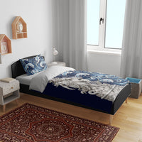 Oceanus Okeanos Greek Titan Sea God Bedding Set Classical Marble Statue Sculpted Ocean Waves Design