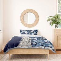 Oceanus Okeanos Greek Titan Sea God Bedding Set Classical Marble Statue Sculpted Ocean Waves Design