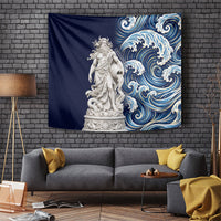 Oceanus Okeanos Greek Titan Sea God Tapestry Classical Marble Statue Sculpted Ocean Waves Design
