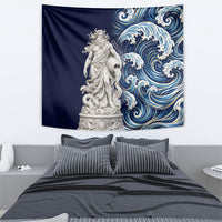 Oceanus Okeanos Greek Titan Sea God Tapestry Classical Marble Statue Sculpted Ocean Waves Design