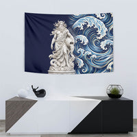 Oceanus Okeanos Greek Titan Sea God Tapestry Classical Marble Statue Sculpted Ocean Waves Design