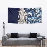 Oceanus Okeanos Greek Titan Sea God Tapestry Classical Marble Statue Sculpted Ocean Waves Design