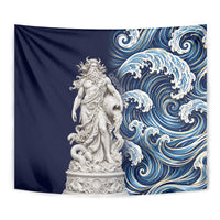 Oceanus Okeanos Greek Titan Sea God Tapestry Classical Marble Statue Sculpted Ocean Waves Design