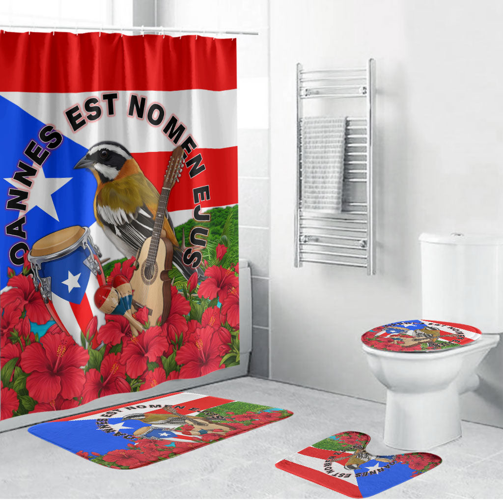 Puerto Rico Hispanic Heritage Month Bathroom Set Boricua Pride Tropical Beach Flag Art