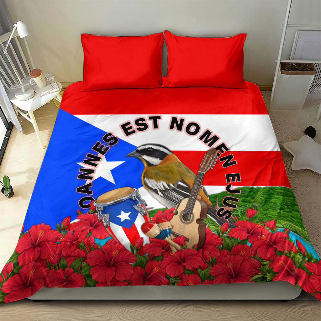 Puerto Rico Hispanic Heritage Month Bedding Set Boricua Pride Tropical Beach Flag Art