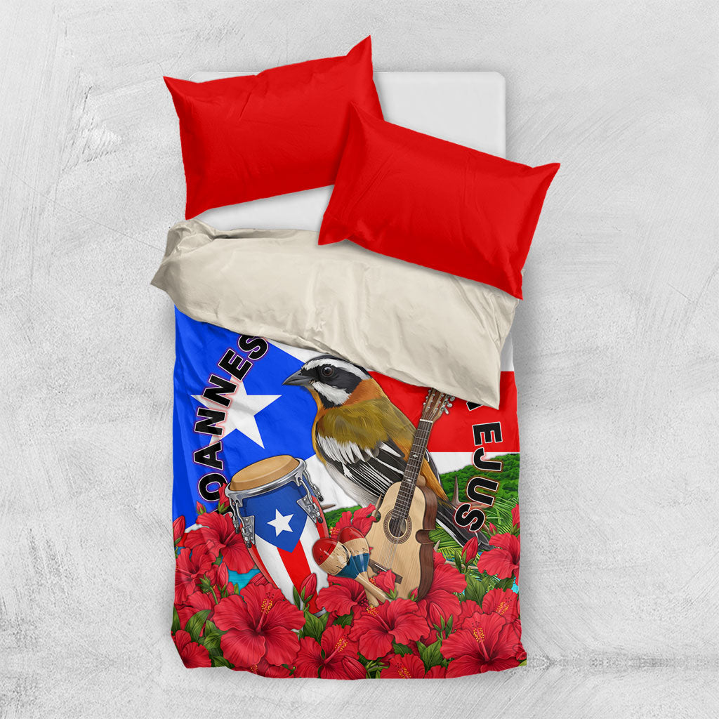 Puerto Rico Hispanic Heritage Month Bedding Set Boricua Pride Tropical Beach Flag Art