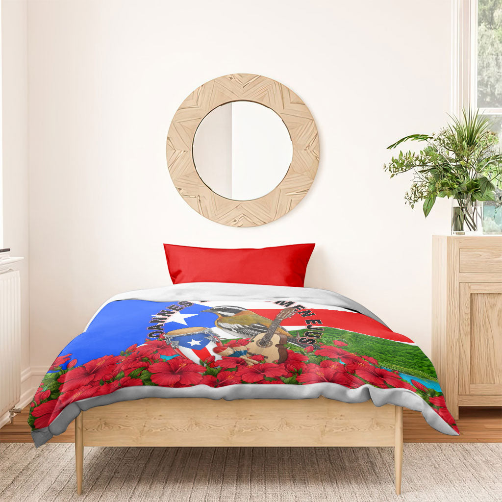 Puerto Rico Hispanic Heritage Month Bedding Set Boricua Pride Tropical Beach Flag Art