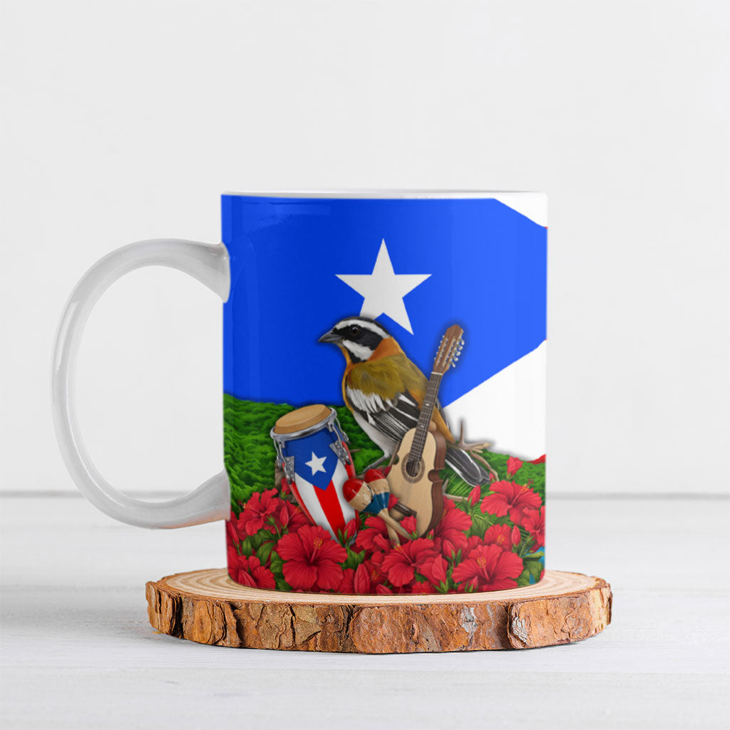 Puerto Rico Hispanic Heritage Month Ceramic Mug Boricua Pride Tropical Beach Flag Art