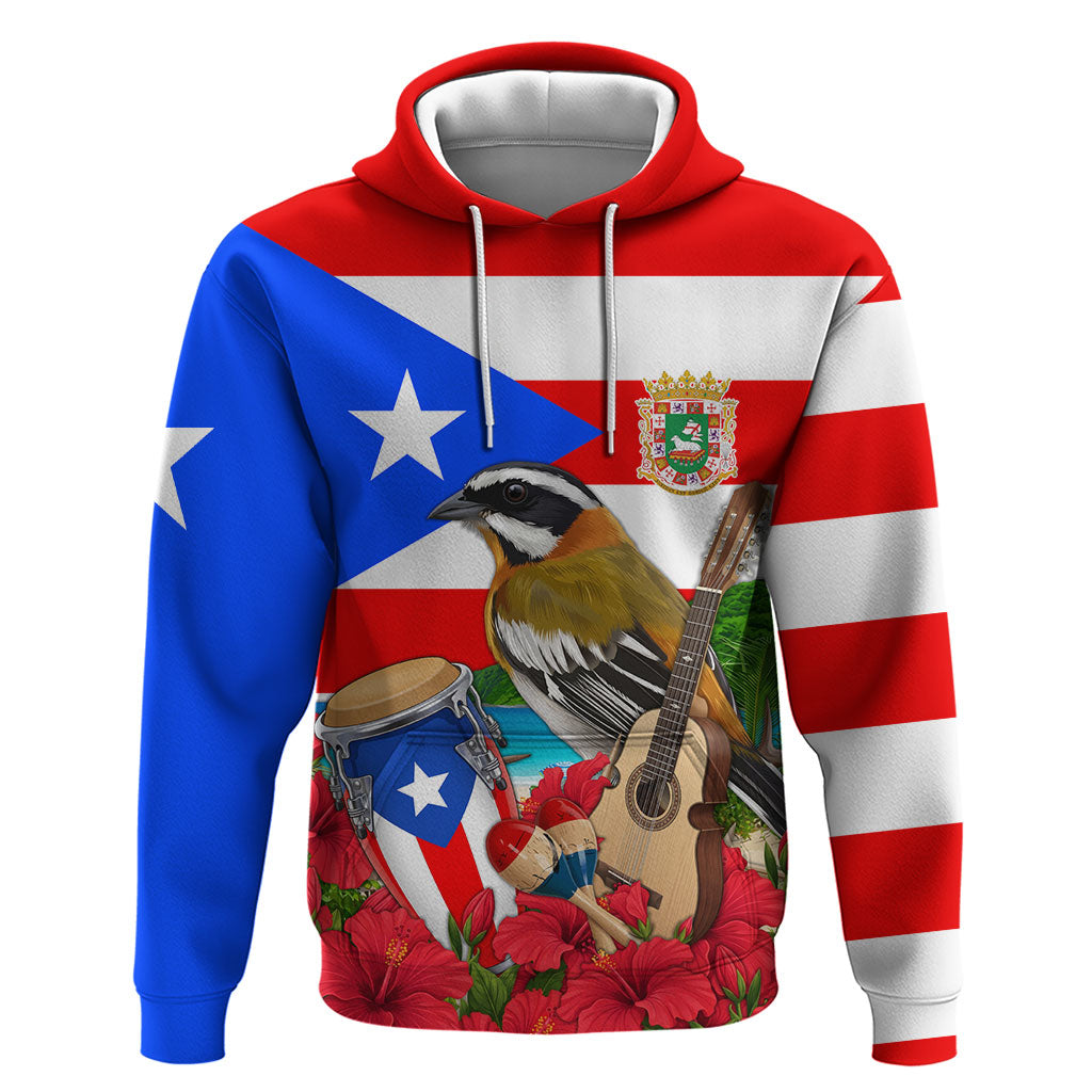 Puerto Rico Hispanic Heritage Month Hoodie Boricua Pride Tropical Beach Flag Art