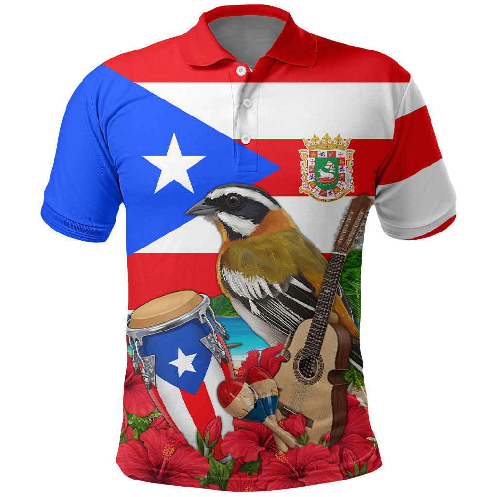 Puerto Rico Hispanic Heritage Month Polo Shirt Boricua Pride Tropical Beach Flag Art
