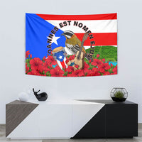 Puerto Rico Hispanic Heritage Month Tapestry Boricua Pride Tropical Beach Flag Art