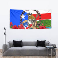 Puerto Rico Hispanic Heritage Month Tapestry Boricua Pride Tropical Beach Flag Art