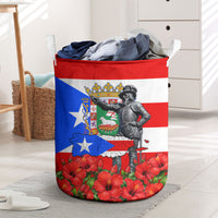 Puerto Rico Hispanic Heritage Laundry Basket Boricua Pride Flag Map And Statue Art