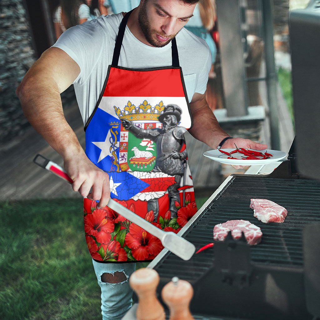 Puerto Rico Hispanic Heritage Apron Boricua Pride Flag Map And Statue Art