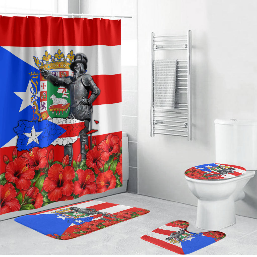 Puerto Rico Hispanic Heritage Bathroom Set Boricua Pride Flag Map And Statue Art