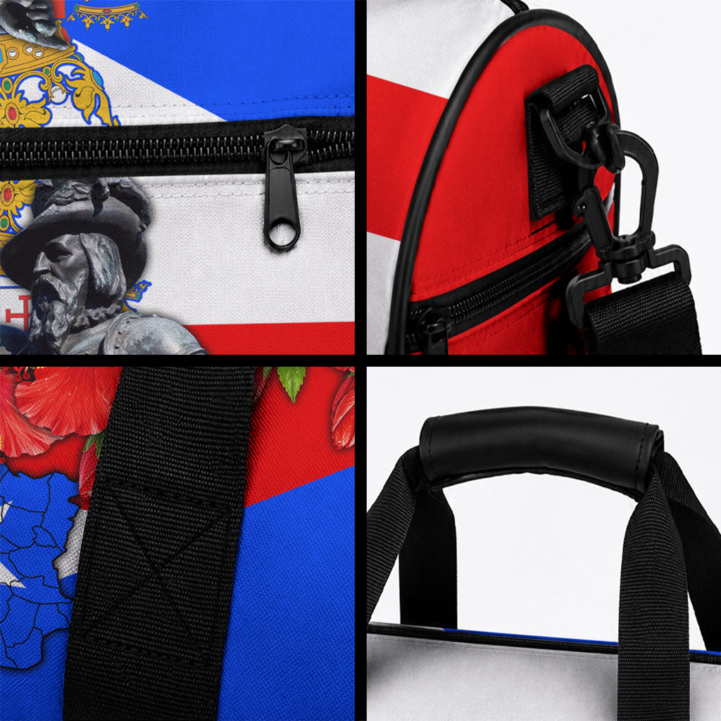 Puerto Rico Hispanic Heritage Duffle Bag Boricua Pride Flag Map And Statue Art